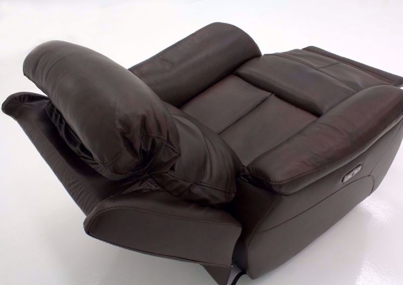 Brown Alpha POWER Recliner Showing From the Back in a Fully Reclined Position | Home Furniture Plus Mattress
