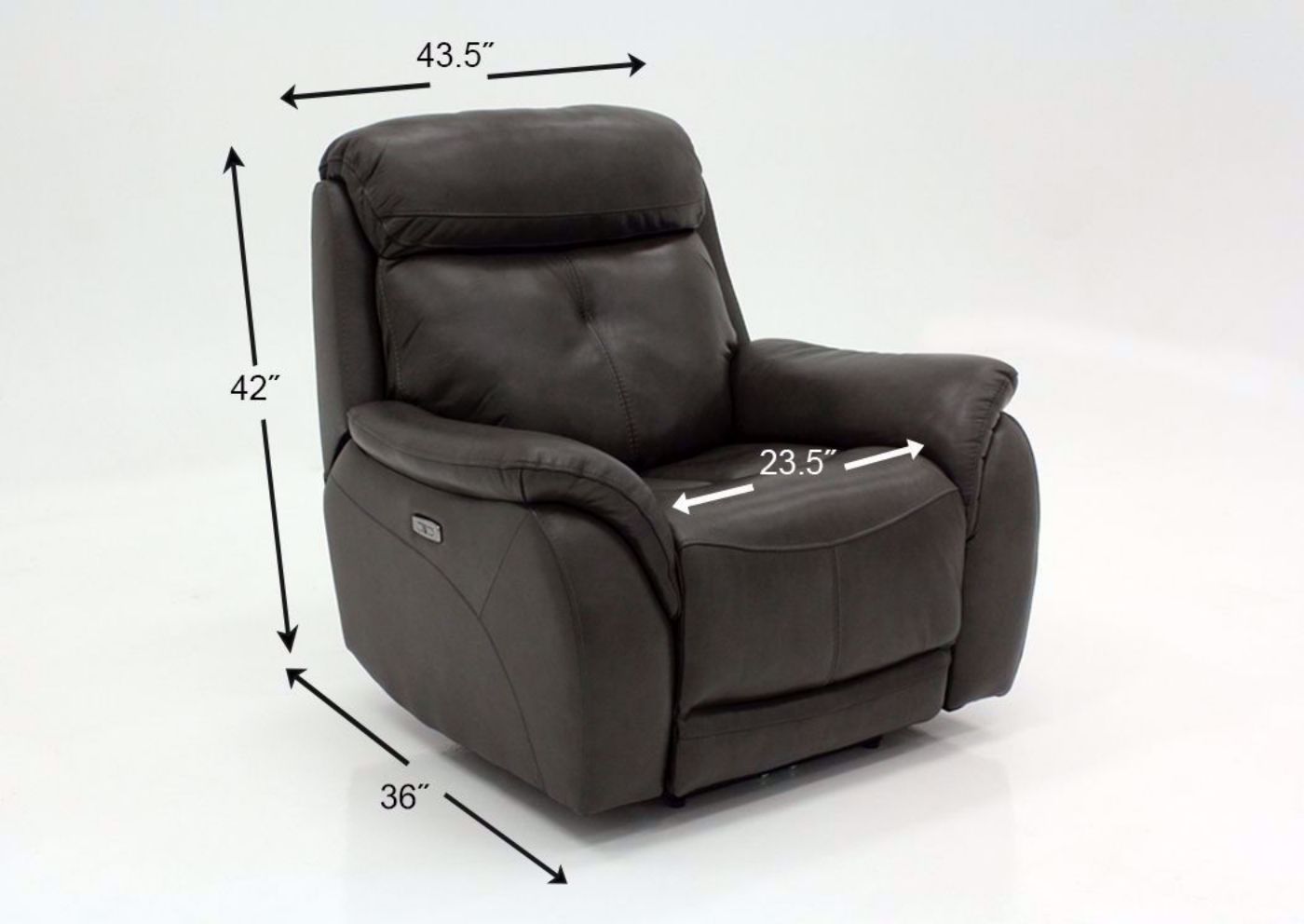 Dark Gray Alpha POWER Recliner Dimensions | Home Furniture Plus Mattress