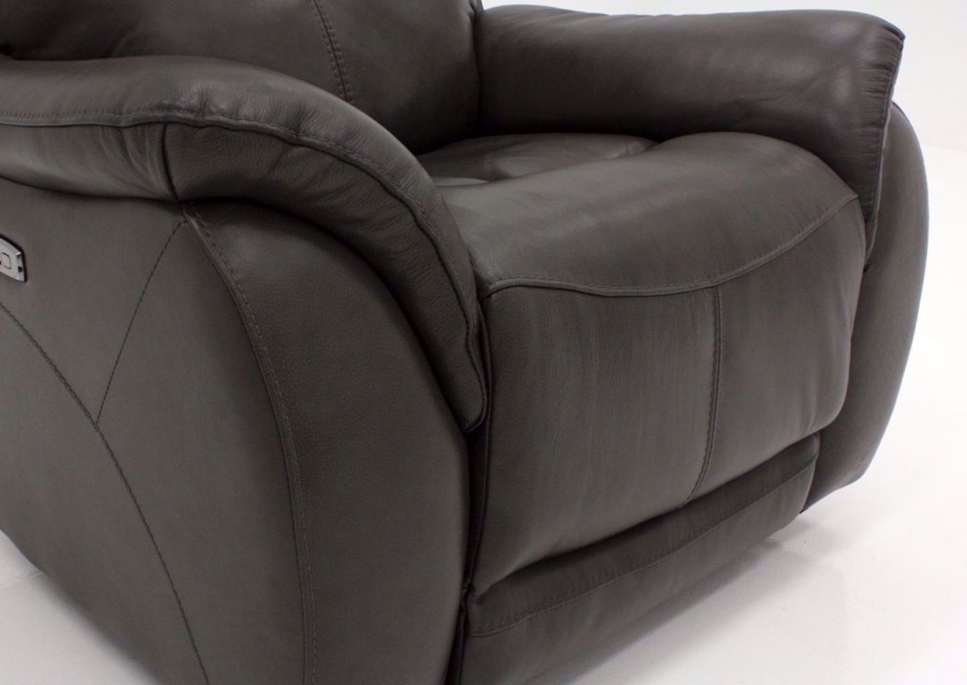 Dark Gray Alpha POWER Recliner Showing the Chaise in a Closed Position | Home Furniture Plus Mattress