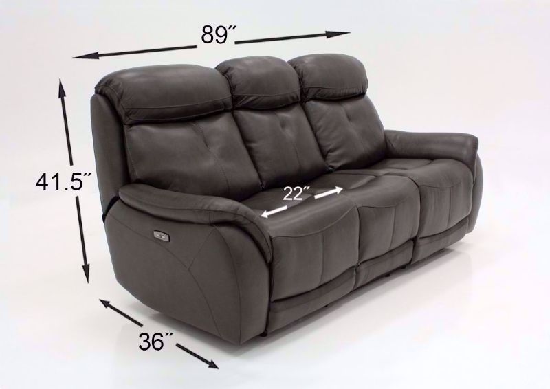 Dark Gray Alpha POWER Reclining Sofa Dimensions | Home Furniture Plus Bedding