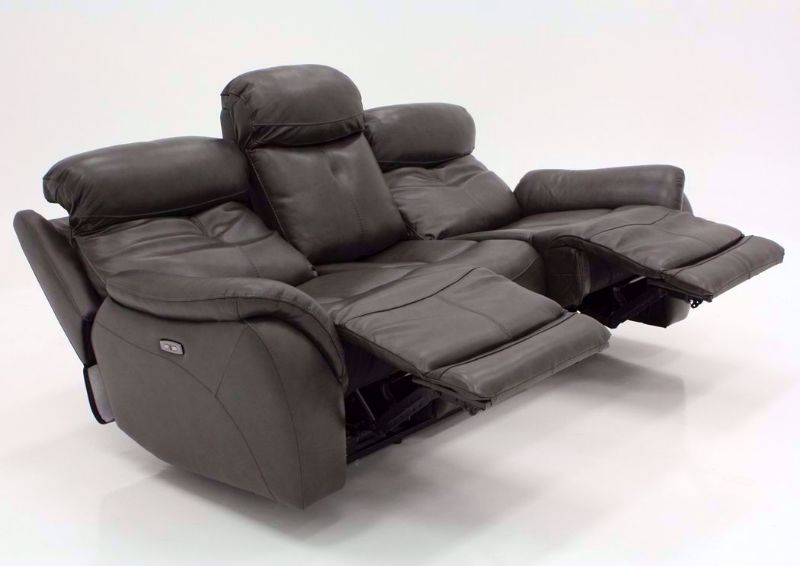 Dark Gray Alpha POWER Reclining Sofa at an Angle Fully Reclined | Home Furniture Plus Bedding