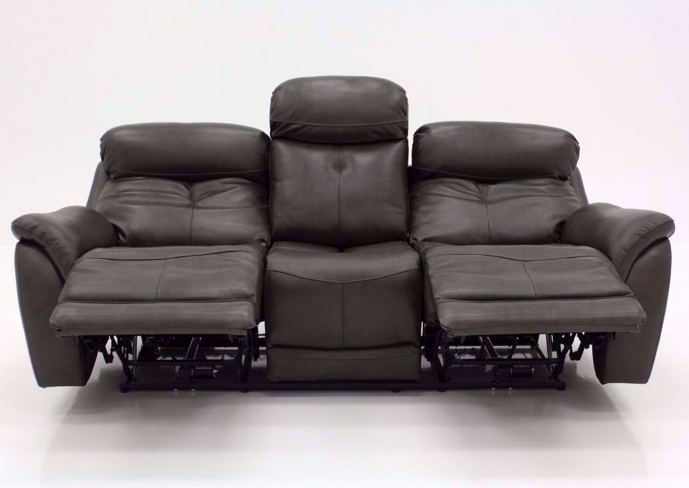Dark Gray Alpha POWER Reclining Sofa, Front Facing in a Fully Reclined Position | Home Furniture Plus Bedding