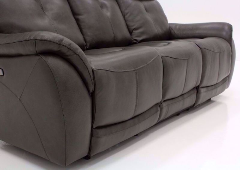 Dark Gray Alpha POWER Reclining Sofa Showing the Chaise in a Closed Position | Home Furniture Plus Bedding