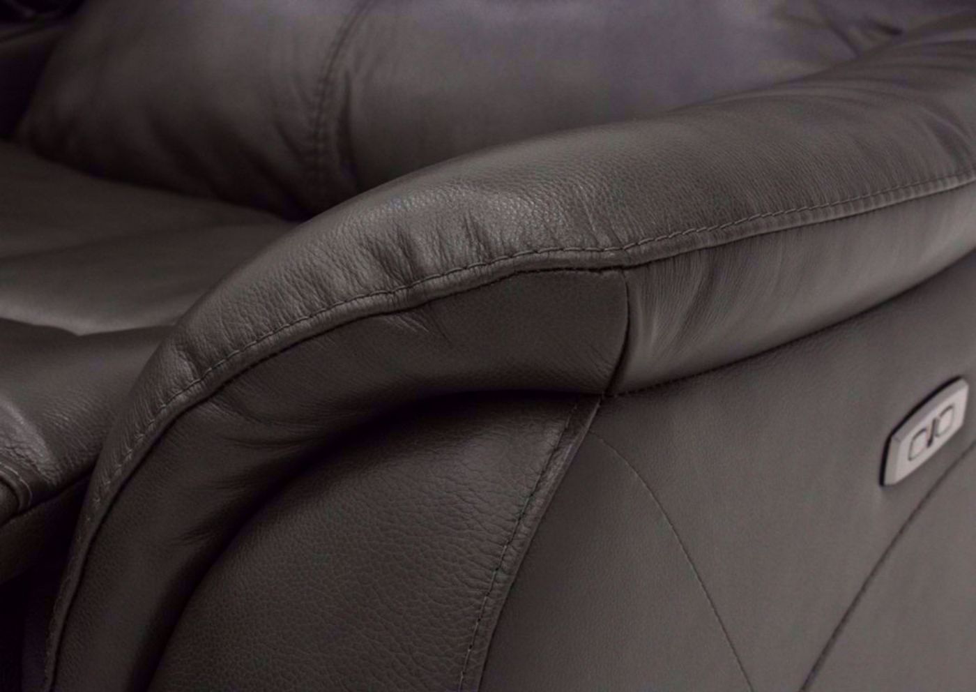 Dark Gray Alpha POWER Reclining Sofa Showing the Pillow Arm | Home Furniture Plus Bedding
