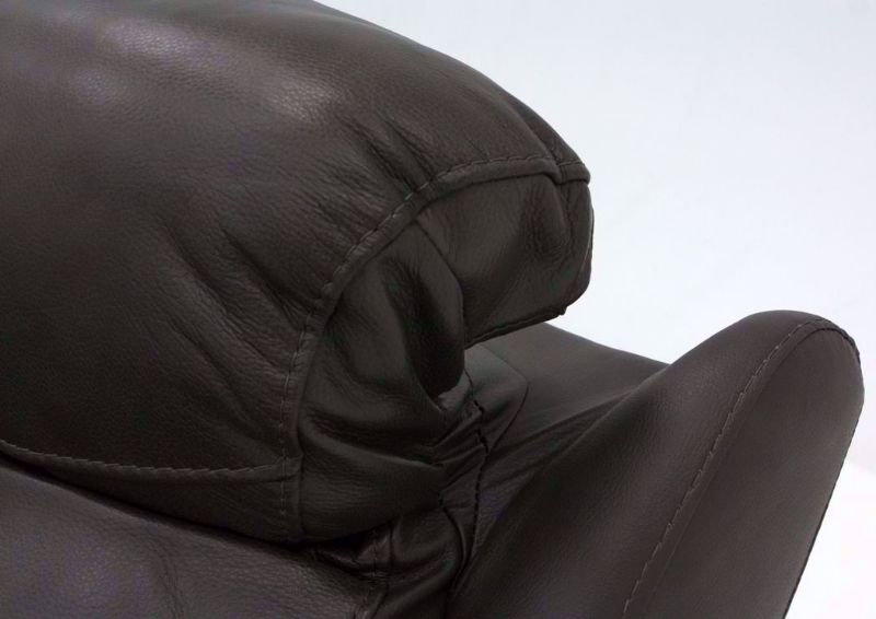 Dark Gray Alpha POWER Reclining Sofa Showing the Adjustable Headrest | Home Furniture Plus Bedding