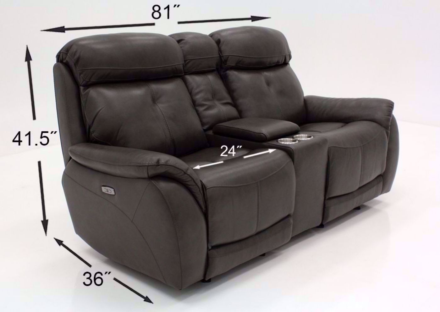 Dark Gray Alpha POWER Glider Reclining Loveseat Dimensions | Home Furniture Plus Bedding