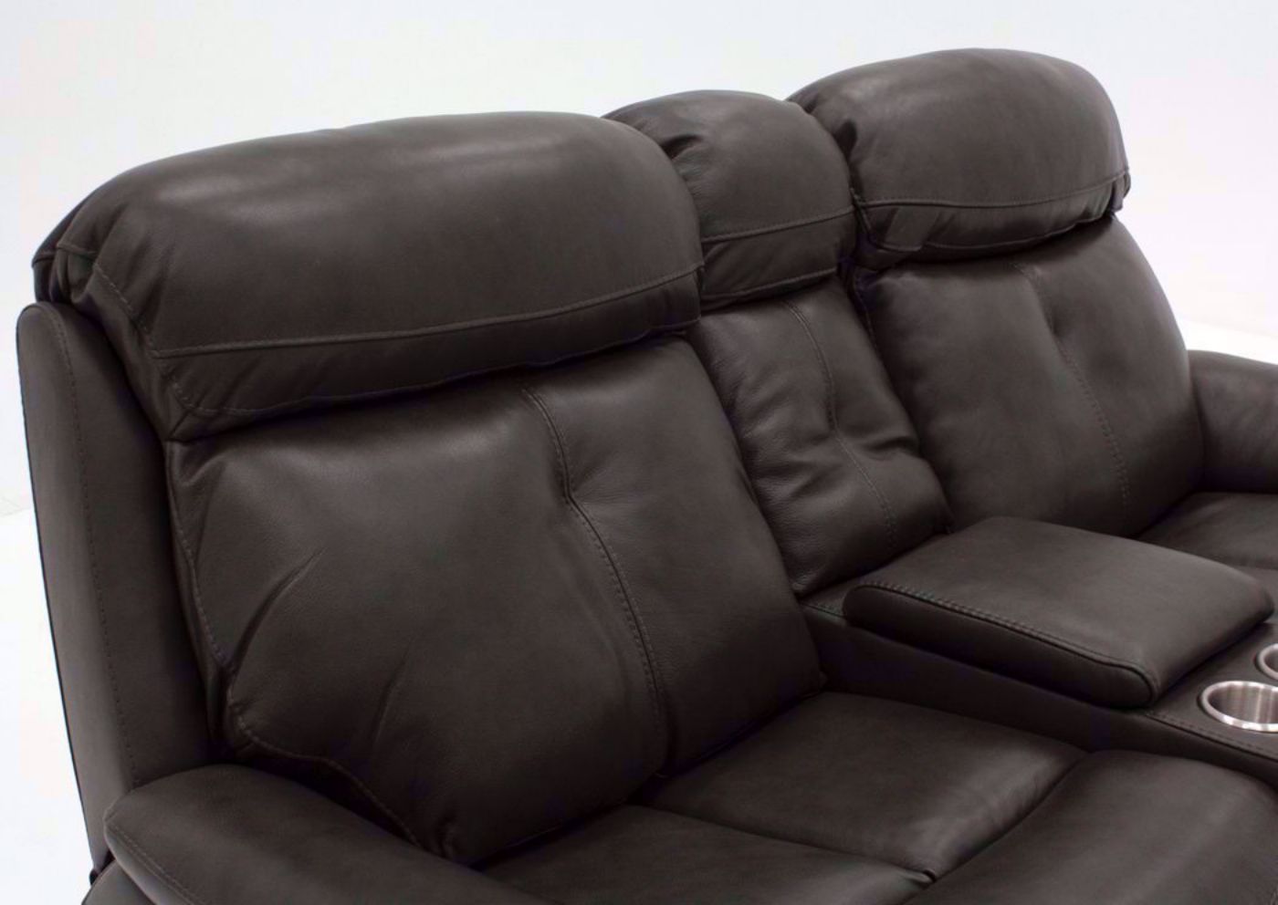 Dark Gray Alpha POWER Glider Reclining Loveseat Showing the Seat Backs | Home Furniture Plus Bedding