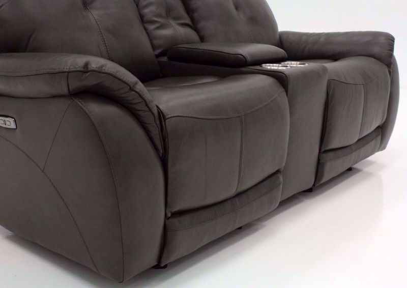 Dark Gray Alpha POWER Glider Reclining Loveseat Showing the Chaise in a Closed Position | Home Furniture Plus Bedding