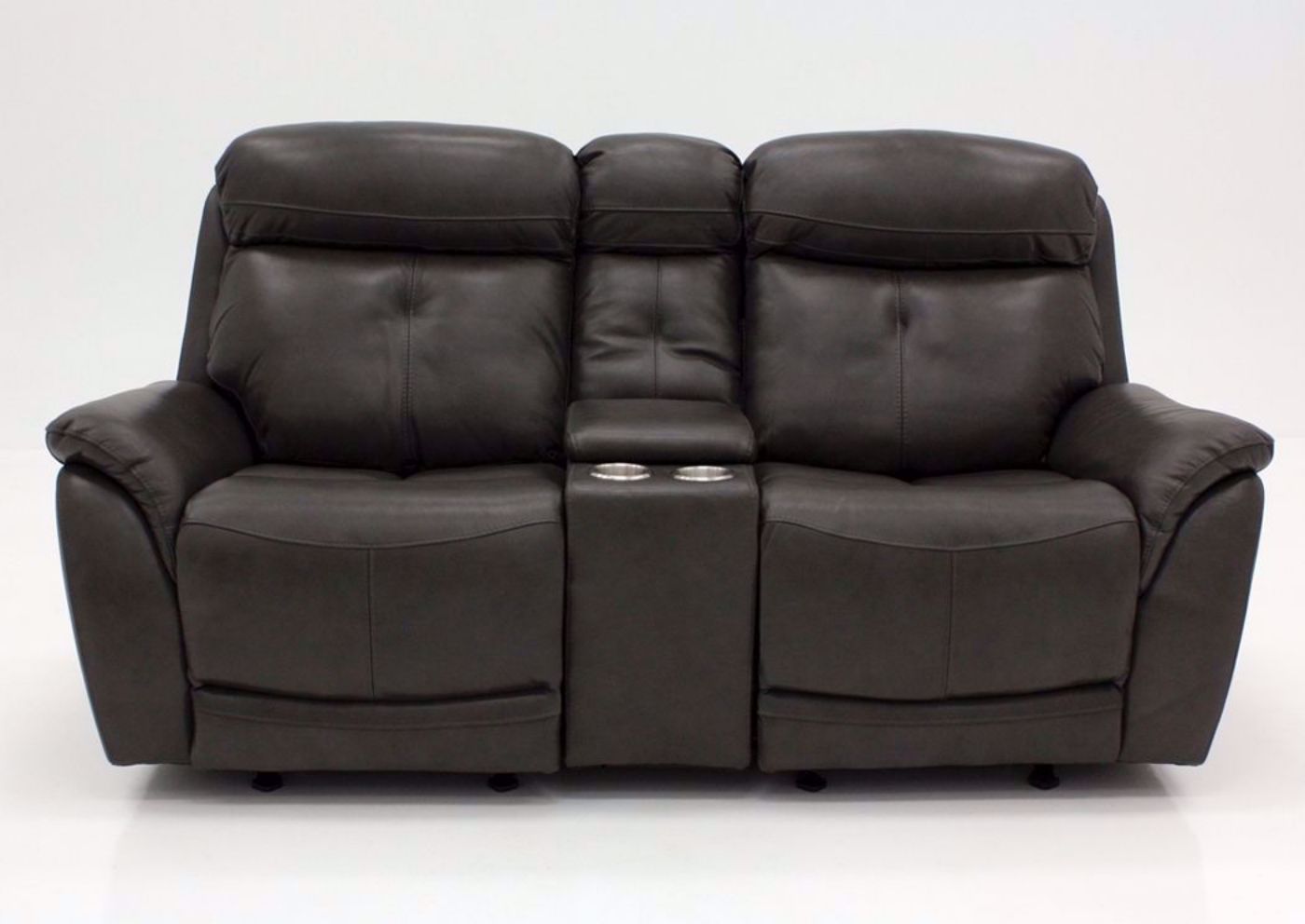 Dark Gray Alpha POWER Glider Reclining Loveseat, Front Facing | Home Furniture Plus Bedding