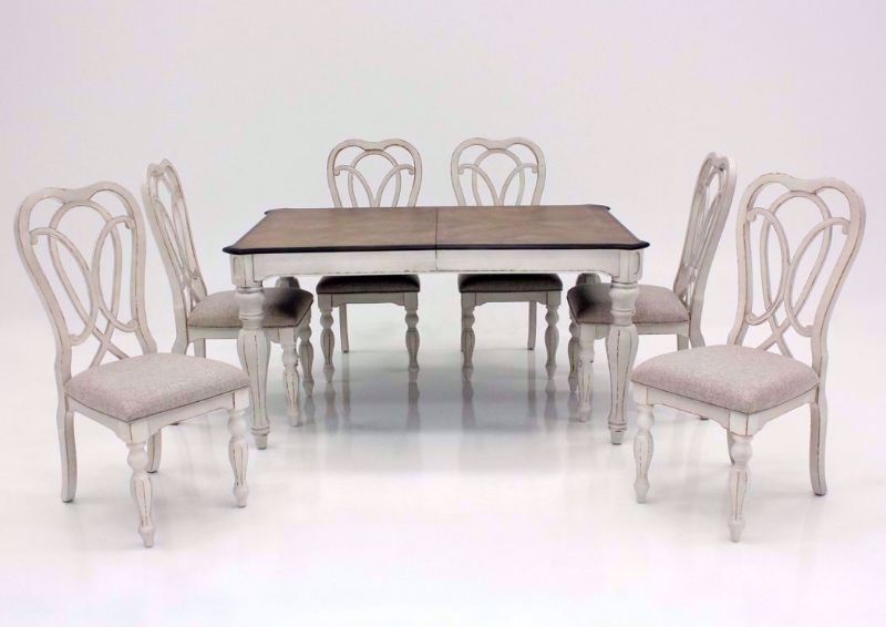 White Giovanni Dining Table Set by Standard  Showing the Table with no Leaf. Includes a Table and Six Chairs | Home Furniture Plus Bedding