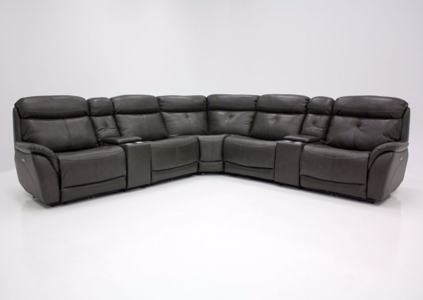 Dark Gray Alpha POWER Reclining Sectional, Front Facing | Home Furniture Plus Mattress