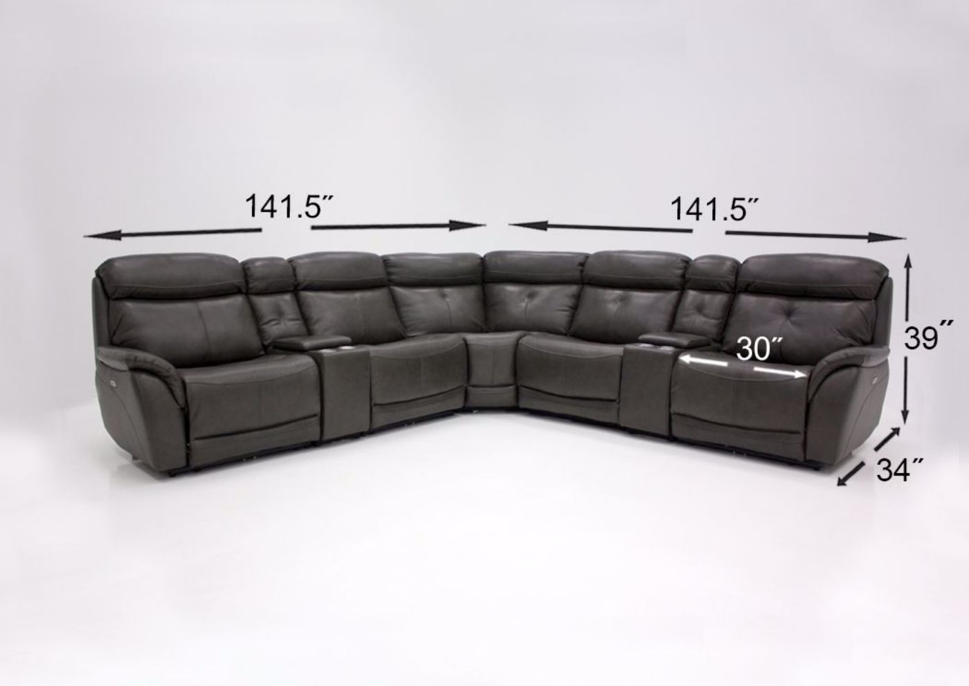 Dark Gray Alpha POWER Reclining Sectional Dimensions | Home Furniture Plus Mattress