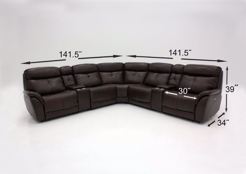 Brown Alpha POWER Reclining Leather Sectional Dimensions | Home Furniture Plus Mattress
