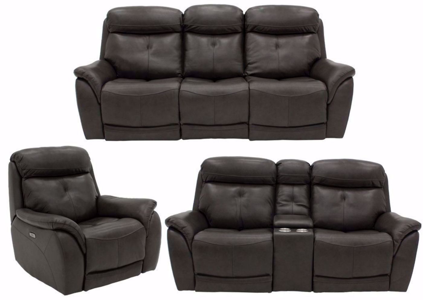 Dark Gray Alpha POWER Reclining Living Room Set - Includes Sofa, Loveseat and Recliner | Home Furniture Plus Bedding