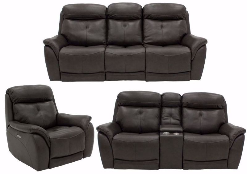 Dark Gray Alpha POWER Reclining Living Room Set - Includes Sofa, Loveseat and Recliner | Home Furniture Plus Bedding