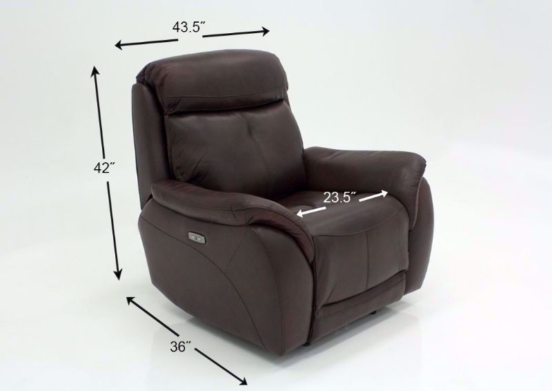 Alpha Brown POWER Reclining Living Room Set  Showing the Recliner Dimensions | Home Furniture Plus Bedding