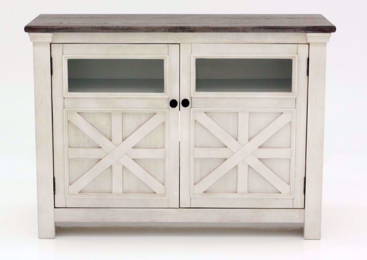 Antique White and Weathered Gray Bolanburg 50" TV Stand by Ashley Furniture Facing Front | Home Furniture Plus Bedding