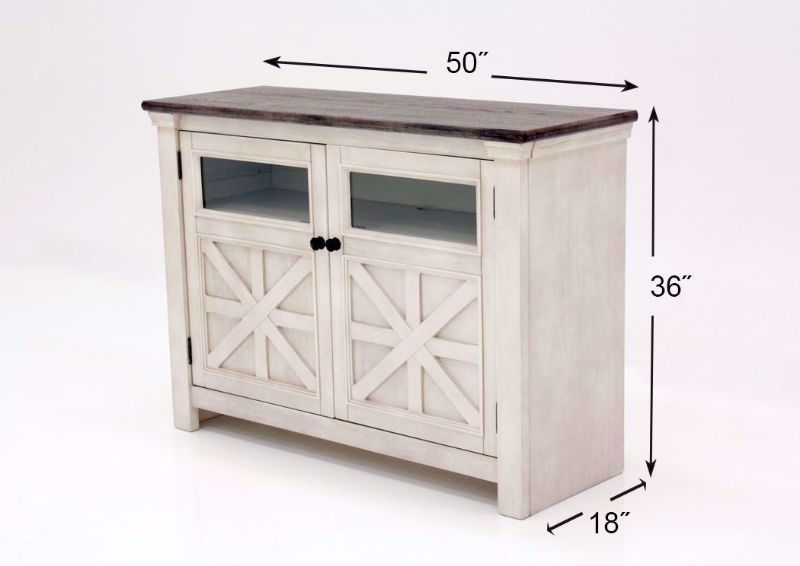 Antique White and Weathered Gray Bolanburg 50" TV Stand by Ashley Furniture Dimensions | Home Furniture Plus Bedding