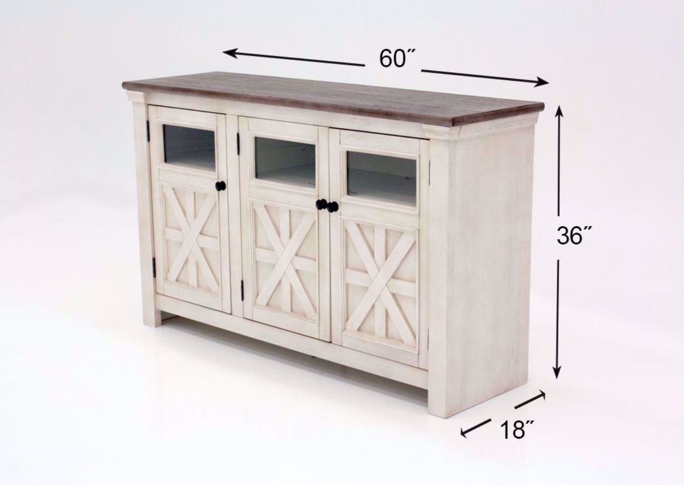 Antique White and Weathered Gray Bolanburg 60" TV Stand by Ashley Furniture Dimensions | Home Furniture Plus Bedding