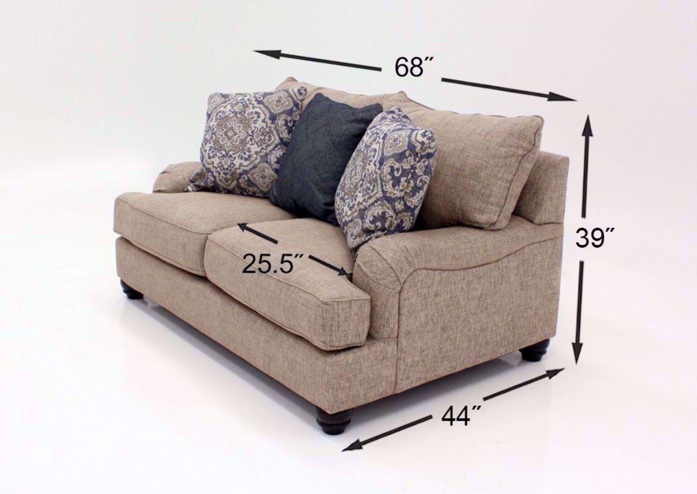 Light Brown Reardon Sofa Set with Chair by Ashley Furniture Showing the Loveseat Dimensions | Home Furniture Plus Bedding