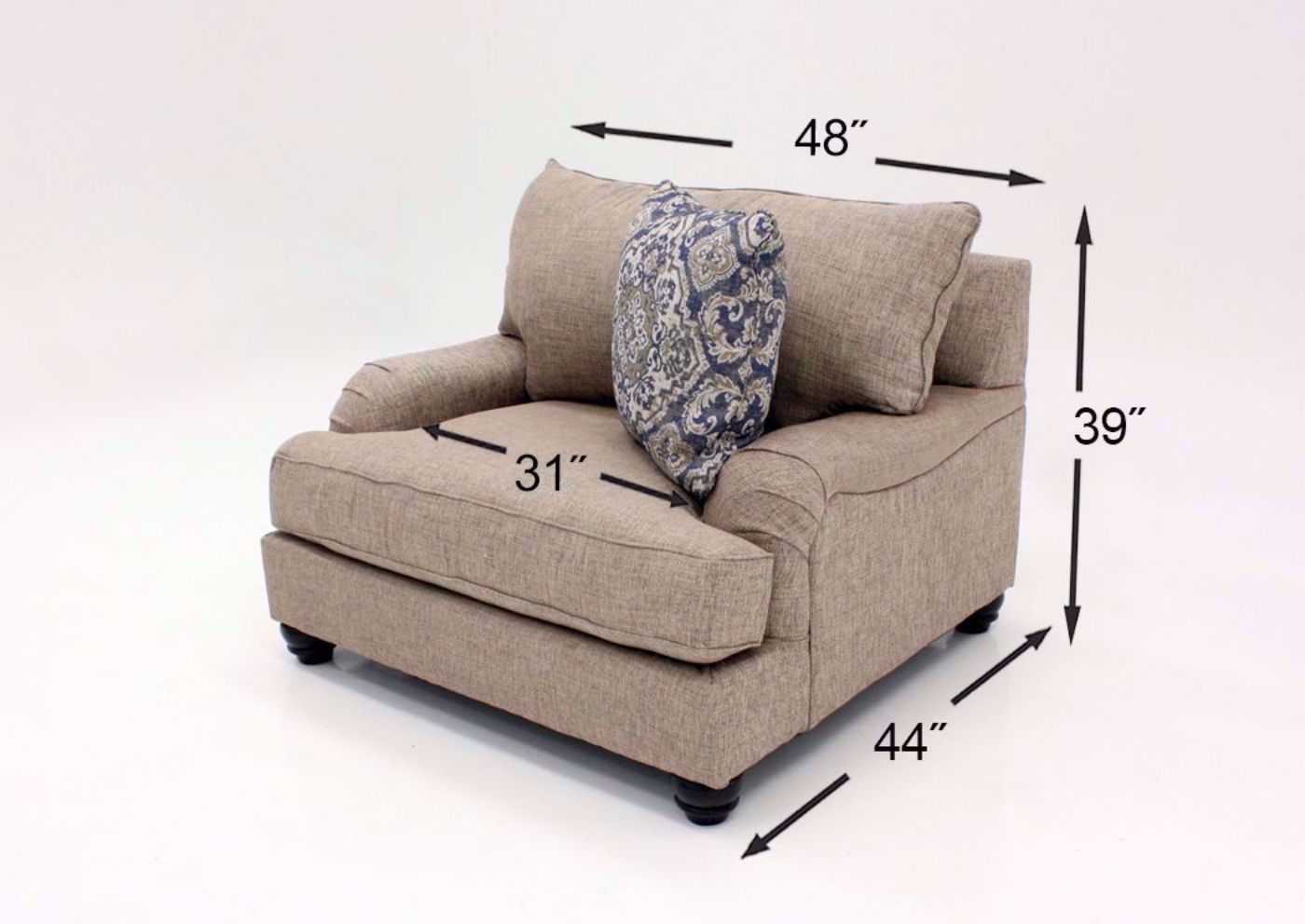 Light Brown Reardon Sofa Set with Chair by Ashley Furniture Showing the Chair Dimensions | Home Furniture Plus Bedding