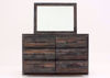 Rustic Barn Wood Brown Drystan Dresser with Mirror by Ashley Furniture Facing Front | Home Furniture Plus Mattress