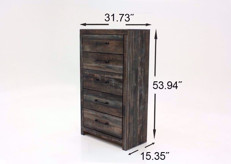 Rustic Barn Wood Brown Drystan Chest of Drawers by Ashley Furniture Dimensions | Home Furniture Plus Mattress