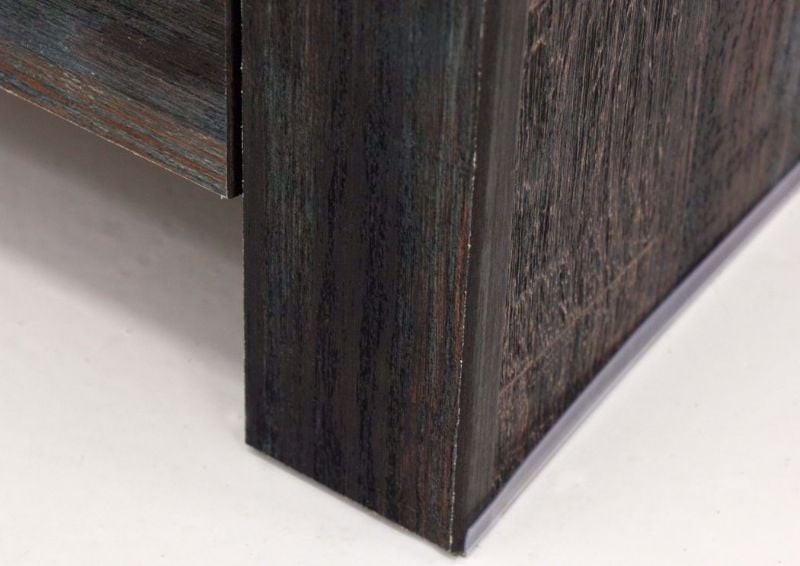 Rustic Barn Wood Brown Drystan Nightstand by Ashley Furniture  Showing the Foot Detail | Home Furniture Plus Mattress