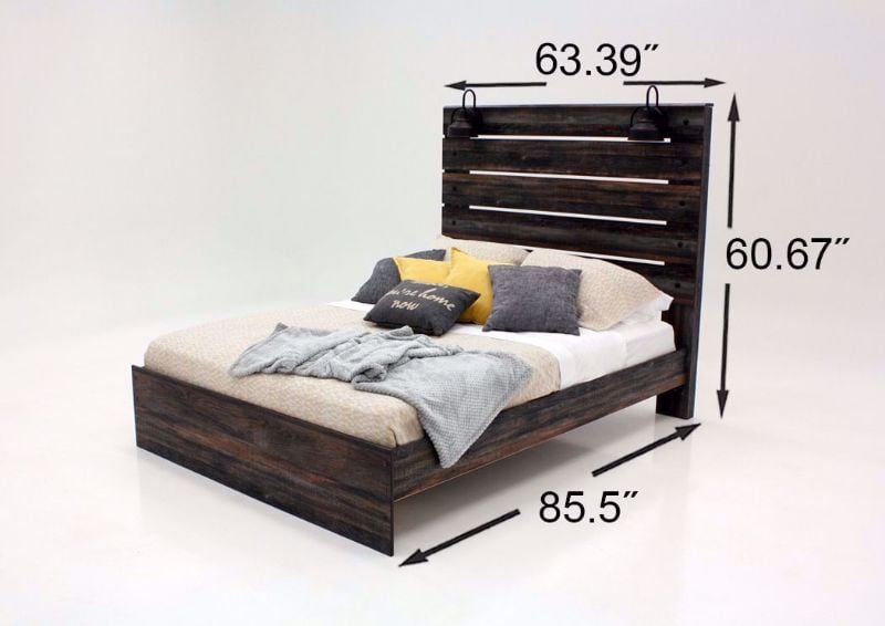 Rustic Barn Wood Brown Drystan Bedroom Set by Ashley Showing the Queen Bed Dimensions | Home Furniture Plus Mattress