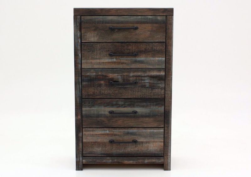 Rustic Barn Wood Brown Drystan Chest of Drawers by Ashley Furniture Facing Front | Home Furniture Plus Mattress