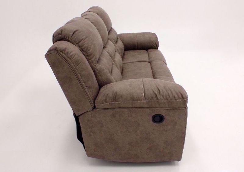 Fossil Gray Stoneland Double Recliner Sofa by Ashley Furniture Showing the Side View | Home Furniture Plus Mattress