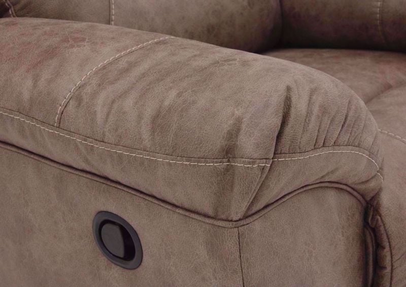 Fossil Gray Stoneland Double Recliner Sofa by Ashley Furniture Showing the Pillow Arm | Home Furniture Plus Mattress