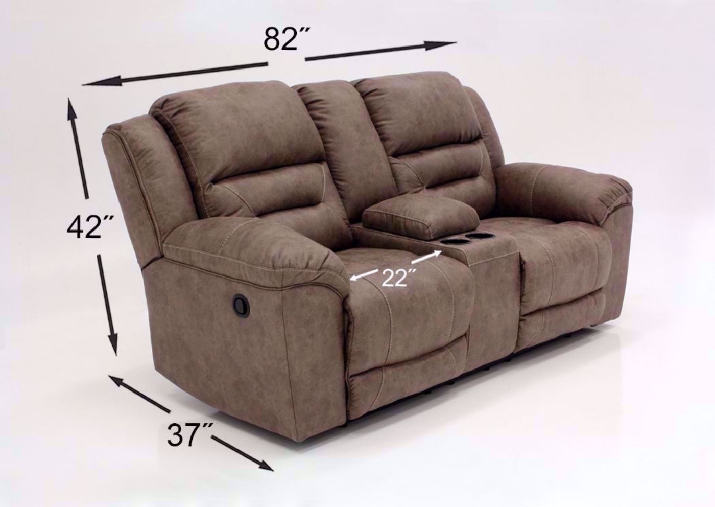 Fossil Gray Stoneland Double Recliner Loveseat by Ashley Furniture Dimensions | Home Furniture Plus Mattress