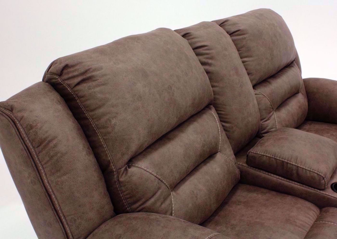 Fossil Gray Stoneland Double Recliner Loveseat by Ashley Furniture Showing the Seat Back Detail | Home Furniture Plus Mattress