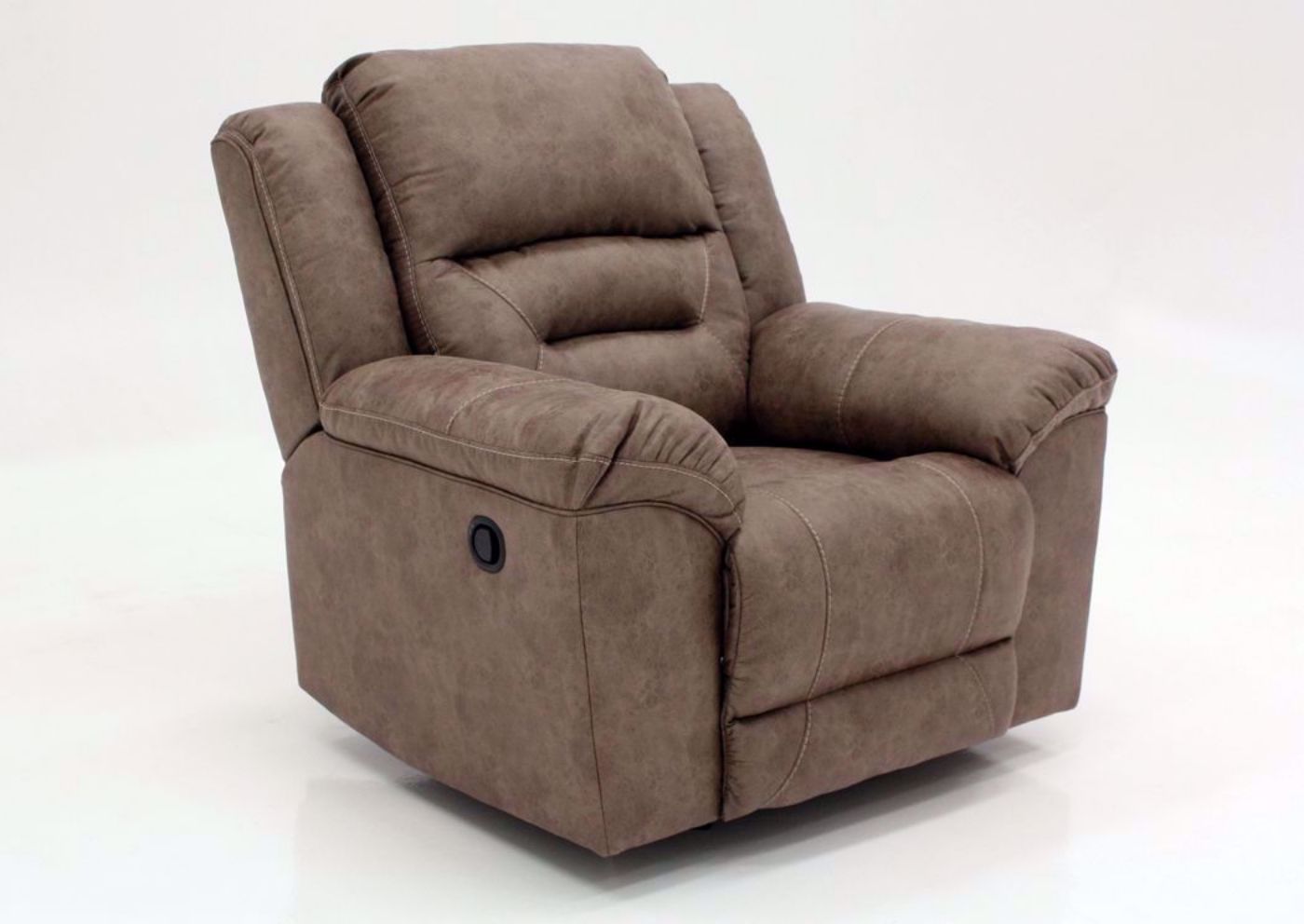 Fossil Gray Stoneland Rocker Recliner by Ashley Furniture at an Angle | Home Furniture Plus Mattress