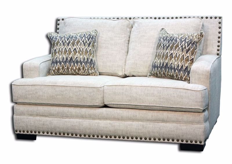 Beige Symbio Cream Loveseat by Albany at an Angle | Home Furniture Plus Mattress