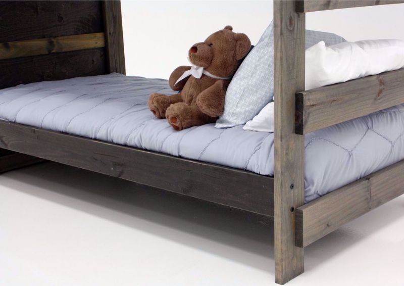 Brown Duncan Twin & Twin Staircase Bunk Bed at an Angle Showing the Bottom Bunk | Home Furniture Plus Mattress