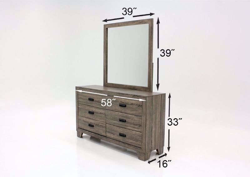 Gray Millie Dresser with Mirror Dimensions | Home Furniture Plus Mattress