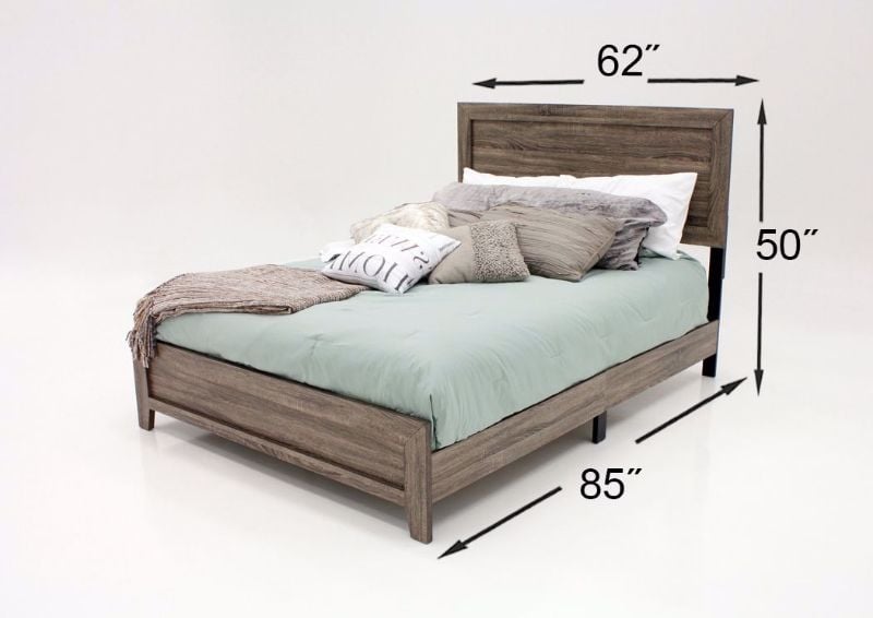 Gray Millie Bedroom Set Showing the Queen Bed Dimensions | Home Furniture Plus Mattress