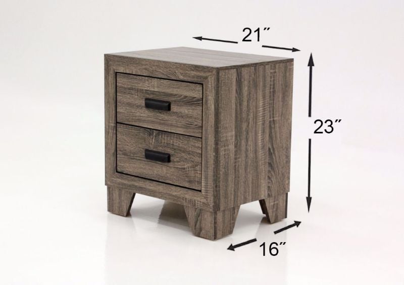 Gray Millie Bedroom Set Showing the Nightstand Dimensions | Home Furniture Plus Mattress