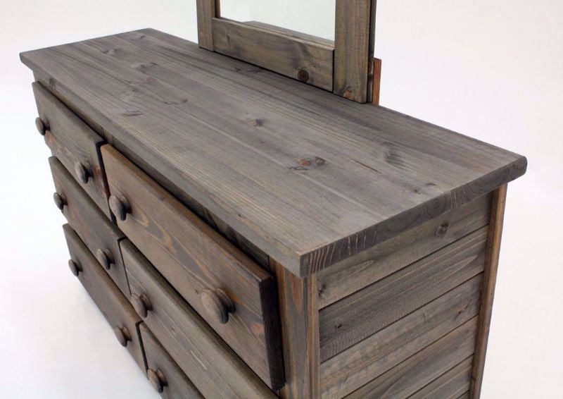 Dark Brown Duncan Dresser with Mirror Showing the Dresser Top Detail | Home Furniture Plus Mattress