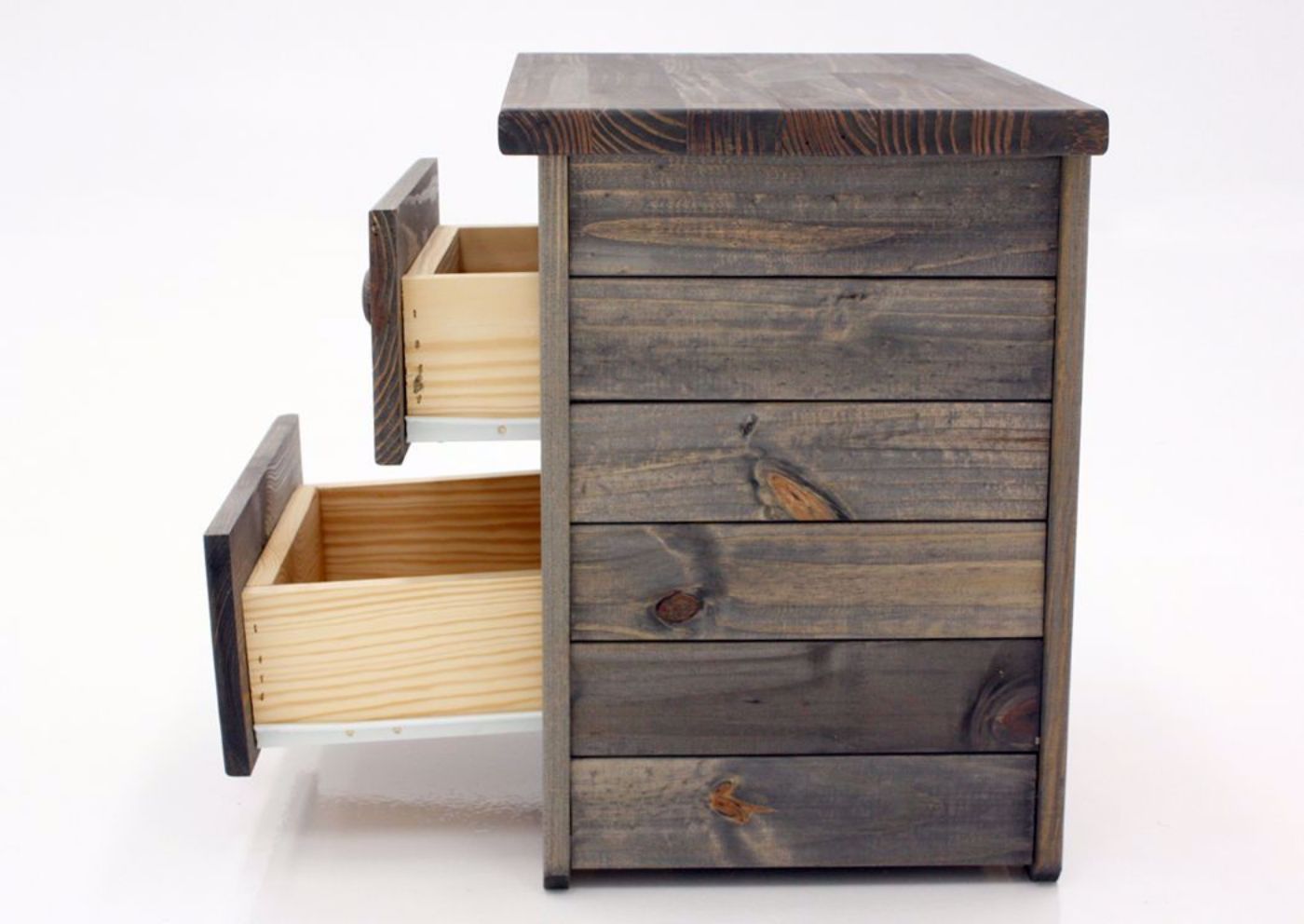 Dark Brown Duncan Nightstand Showing the Side View with the Drawers Open | Home Furniture Plus Mattress
