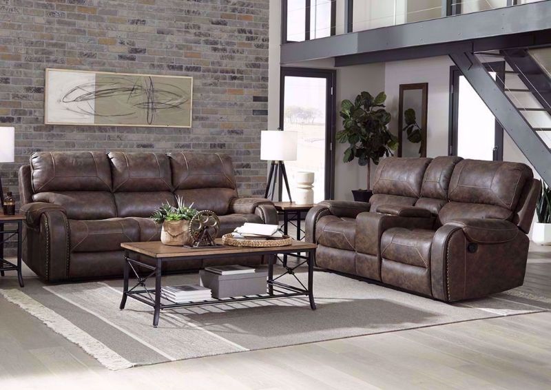 Saddle Brown Clayton Reclining Living Room Set by Standard in a Room Setting | Home Furniture Plus Bedding