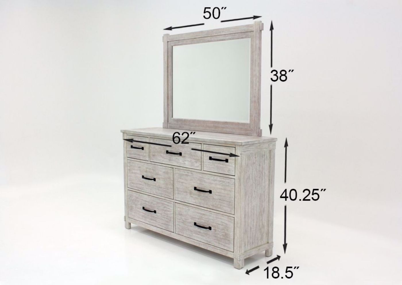 Distressed White Scott Dresser with Mirror by Elements Dimensions | Home Furniture Plus Mattress