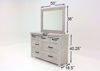 Distressed White Scott Storage Bedroom Set by Elements Showing the Dresser and Mirror Dimensions | Home Furniture Plus Mattress