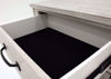 Distressed White Scott Storage Bedroom Set by Elements Showing a Felt Lined Drawer Interior | Home Furniture Plus Mattress