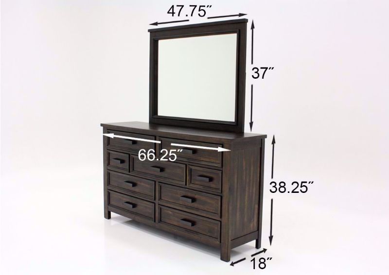 Rustic Dark Gray Sullivan Dresser with Mirror by Elements Dimensions | Home Furniture Plus Mattress