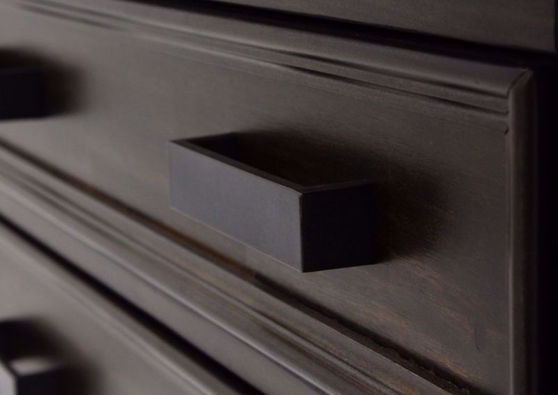 Rustic Dark Gray Sullivan Dresser with Mirror by Elements Showing the Drawer Pulls | Home Furniture Plus Mattress