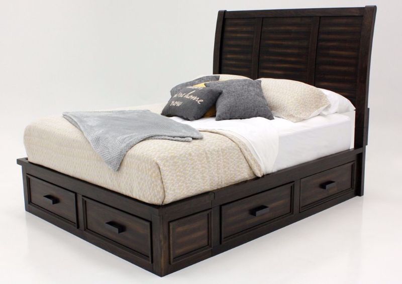 Rustic Dark Gray Sullivan Queen Size Bed by Elements at an Angle | Home Furniture Plus Mattress