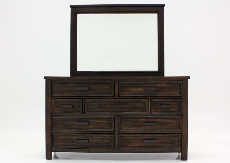 Rustic Dark Gray Sullivan Dresser with Mirror by Elements Facing Front | Home Furniture Plus Mattress